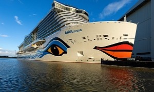 Massive LNG-Fueled Cruise Ship AIDAcosma Is 1,105-Ft Long, Kisses Water for the First Time