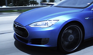 Matte Blue Tesla Model S on 22-Inch Vossen Wheel