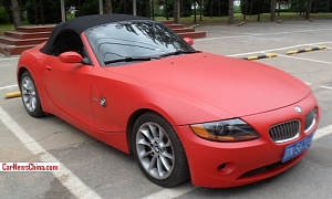 Matte Red BMW E85 Z4 Roadster Spotted in China