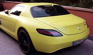 Matte Yellow Mercedes-Benz SLS Electric Drive Spotted in the Wild