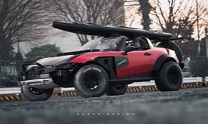 Mazda MX-5 "Off-Road" Rendered With Winch, Kayak Rack, Rear-Mounted Spare Tire