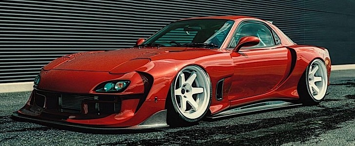 Mazda RX-7 with Live to Offend body kit
