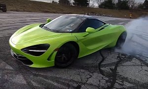 McLaren 720S Tries To Do a Burnout, Ends Up Drifting Around a Human Pole