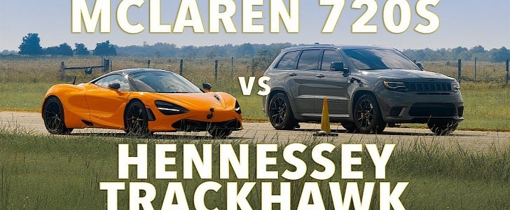 McLaren 720S vs. 1200 HP Jeep Trackhawk Is a Brutal Drag Race