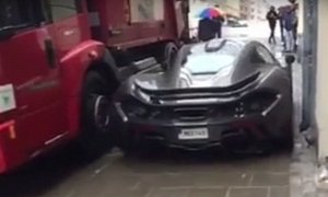 McLaren P1 Plays the "Will It Fit?" Game against a Garbage Truck in Stockholm