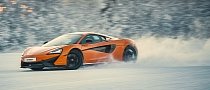 McLaren-style White Christmas: 570S Driven On Frozen Lake and Snow Tracks