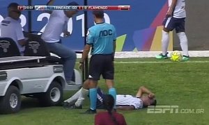 Medical Cart Runs Over Injured Footballer’s Foot as it Rushes to Help