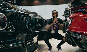 Meek Mill Usually Rides in Dark-Painted Vehicles, but This Time, He Switched to Red