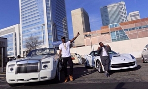 Meek Mills Films Video Shoot with Rolls-Royce and Corvette Stingray