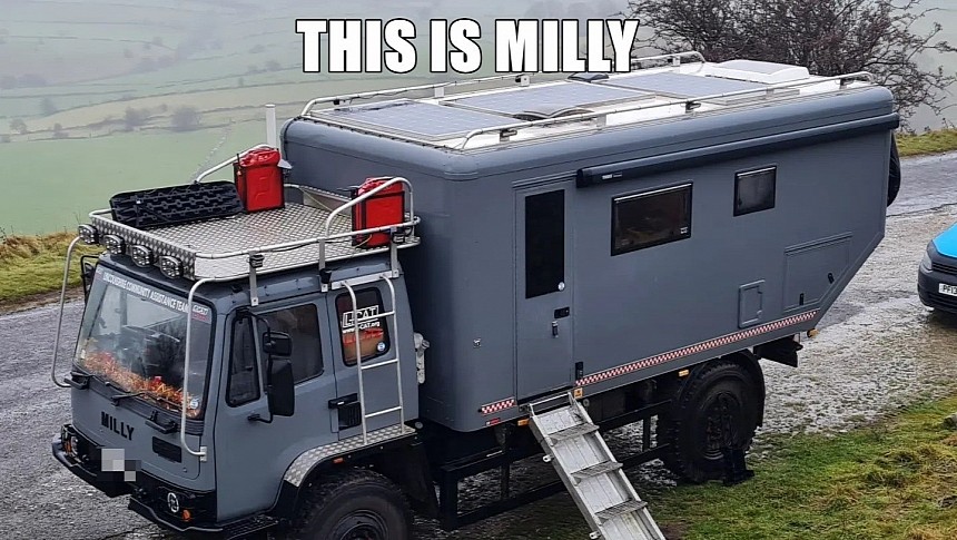 Ex-military DAF truck now lives as Milly, the self-sufficient mobile home