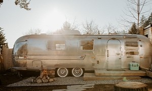 Meet Stevie, a 1970s Airstream Turned Into a Cozy Retro Retreat with an Outdoor Sauna
