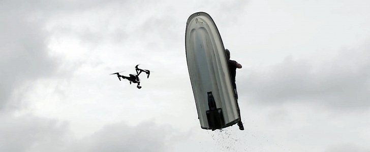 Jet ski taking out drone