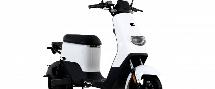 Zebra hybrid e-bikes/scooters are available in white or black