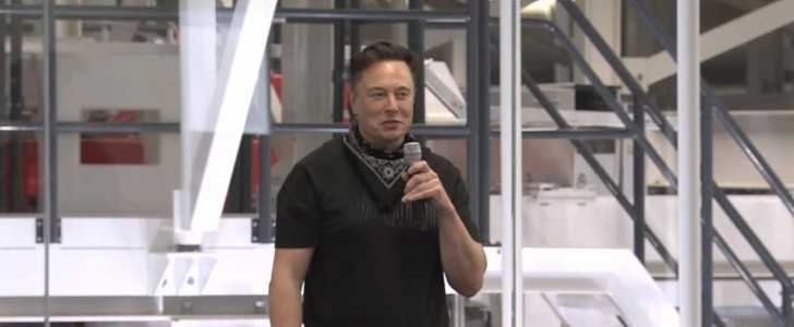 Elon Musk during presentation on Tesla Live feed