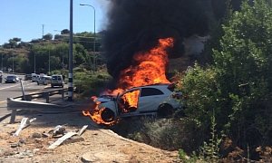 Mercedes A45 AMG Burns to a Crisp after Crashing in Israel
