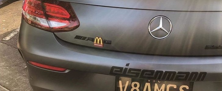 Mercedes-AMG C63 Owner Uses McDonalds Logo for AMG Badge