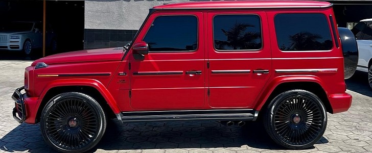 Mercedes-AMG G 63 Satin Brushed Red on Forgiato 24s for sale by Champion Motoring 