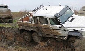 Mercedes-AMG G63 6x6 Gets Stuck in Mud in Azerbaijan, Second G63 6x6 Rescues It