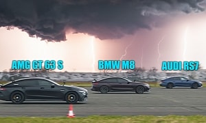 Mercedes-AMG GT 63 S Drags Audi RS7 Performance and BMW M8 Competition, Issues Ensue