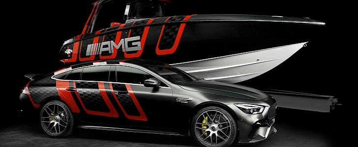 Mercedes-AMG GT 63 S 4-Door Coupe and 41’ AMG Carbon Edition boat
