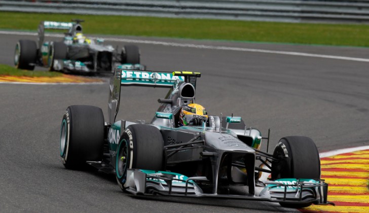 Lewis Hamilton (front) and Nico Rosberg (rear)