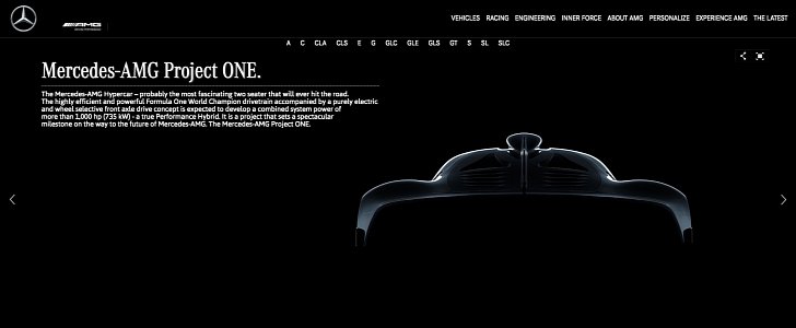 Mercedes-AMG Project One confirmation on Mercedes-AMG's website