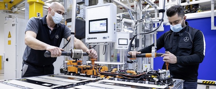 Mercedes-Benz Employees Working on Batteries