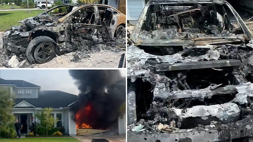 Mercedes-Benz EQE 350+ burnt to a crisp