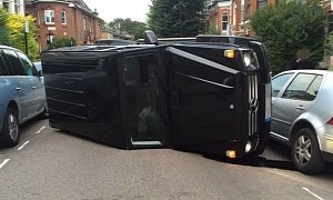Mercedes-Benz G-Class SUV Ends Up on Its Side after the Driver Avoided a Cat