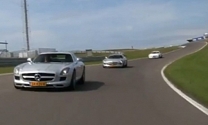 Mercedes-Benz SLS AMG Trio Hooning on Track