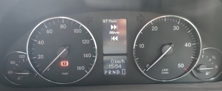 The custom text on the instrument cluster
