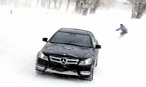 Mercedes C-Class Coupe With 4MATIC Tows Snowboarder
