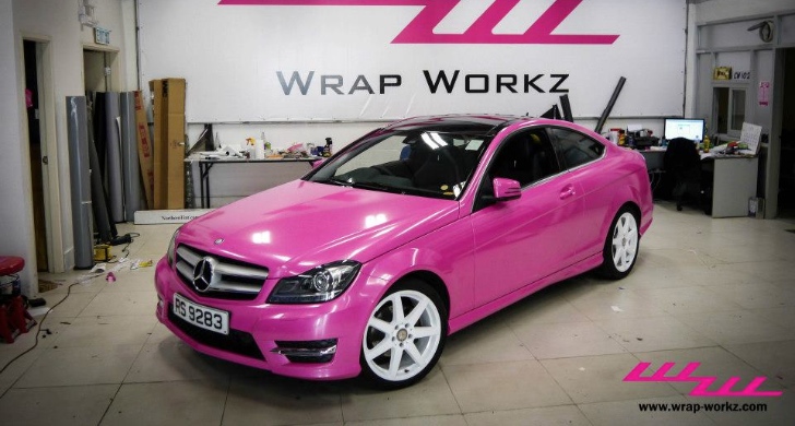 Pink Mercedes C-Class Coupe