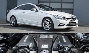 Mercedes E-Class Coupe Gets AMG Bi-Turbo V8 Engine Swap by Mcchip