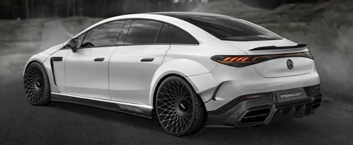 Mercedes EQE rendered with TopCar Design body kit