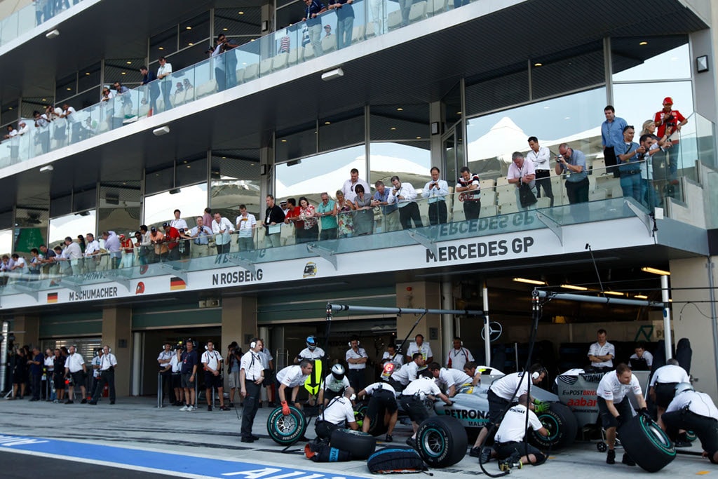Mercedes GP pit crew at work