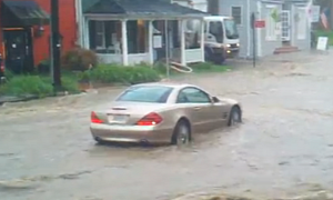 Mercedes SL Stalled During Maryland Flash Flood