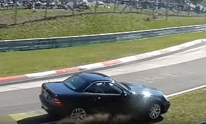 Mercedes SLK Has Ridiculous Nurburgring Crash, Flies Off The Track