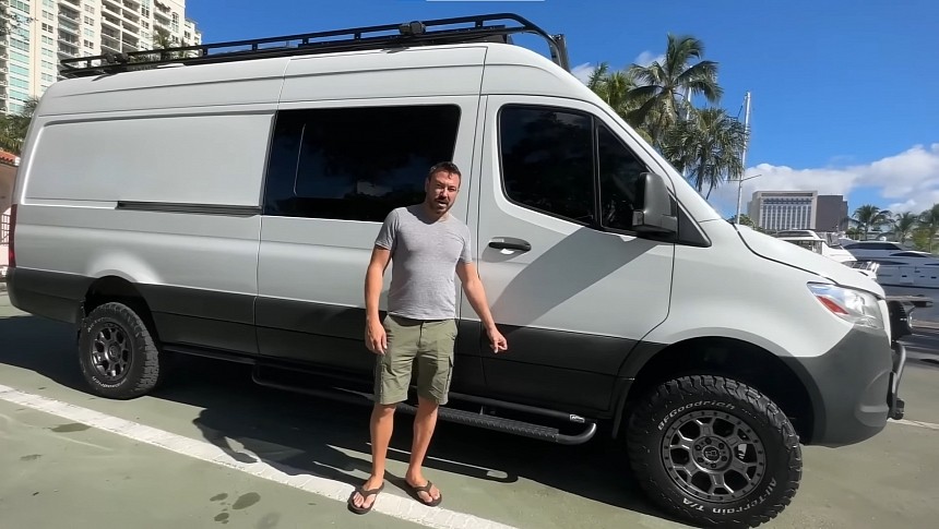 Sprinter Camper Van Comes With Off-Road Upgrades and an Indoor, Exposed Shower