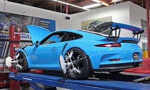 Mexico Blue Porsche 911 GT3 RS Gets GMG Racing Exhaust, Drifting Wheel Alignment