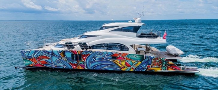 The 70 Sunreef Power catamaran turned into art installation by Alexander Mijares