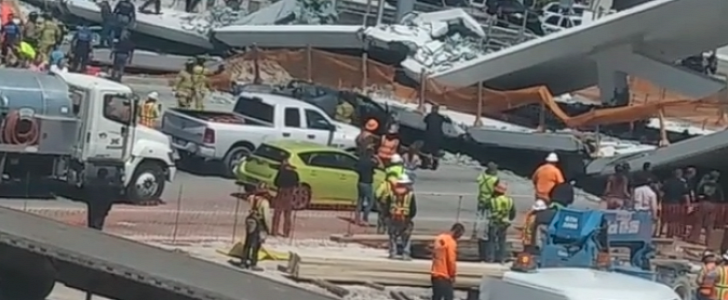 Collapsed pedestrian bridge in Miami