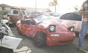 Mazda Miata Saves Owner's Life After Being T-Boned by Jeep Running a Red Light