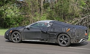 Mid-Engine Corvette (C8) Shows Removable Roof Panel, Flat-Top Steering Wheel