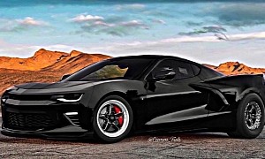 Mid-Engined Chevrolet Camaro Looks Sinister in Drag Rendering