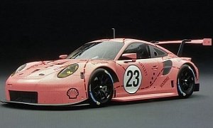 Mid-Engined Porsche 911 RSR Gets Pink Pig Livery in Le Mans Rendering