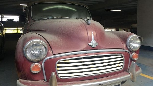 This is Mildred, a 1965 Morris Minor 1000 abandoned inside a public parking lot for the last 5 years