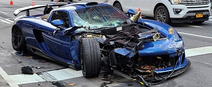 Benjamin Chen's Gemballa Mirage GT after he crashed in Manhattan