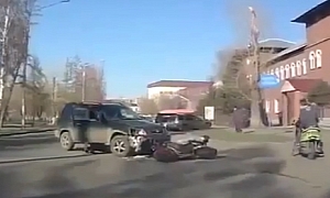 Mindless Speeding Rider Slams into a SUV