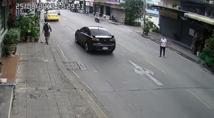 Mindless Woman Hit Full-On by Scooter